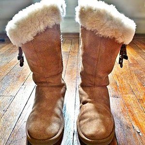 Ugg Women's Shearling Fur Lined Boots With Brass Charms in Chestnut